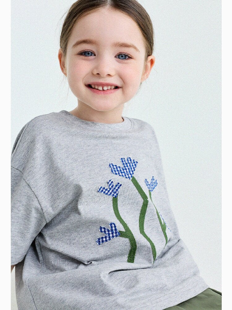 Camiseta de Manga Corta con Letras Aplicadas 【mh0013192】