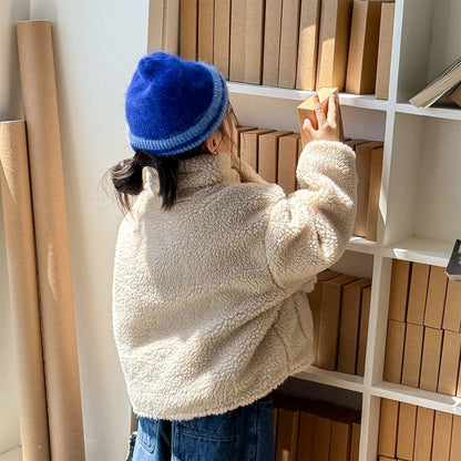 -シープボアジャケット 2点セット もこもこアウター ビッグポケット マフラーセット【mh0011408】 - mamahalo shop - ショートコート・ジャケット・ジャンパー -  べビー服 - 子供服 - 男の子 - 女の子