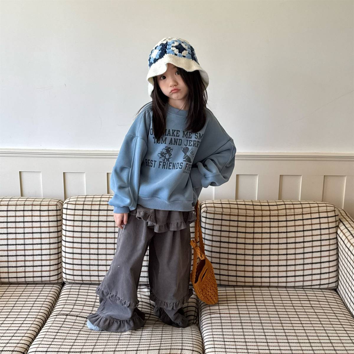 -長袖スウェットトレーナー 裏起毛 プリントロゴ入り カジュアルトップス【mh0011399】 - mamahalo shop - トレーナー・フーディ -  べビー服 - 子供服 - 男の子 - 女の子