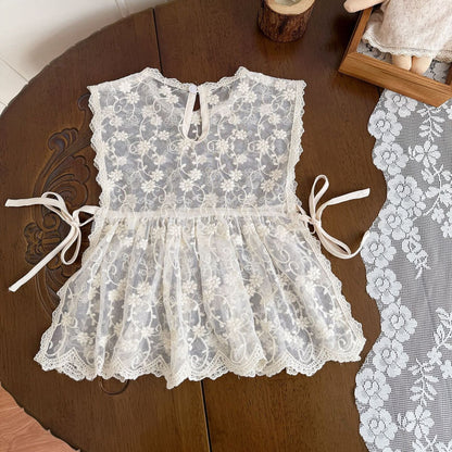 Lace Ruffle Hem Strap Vest レース フリル ヘム ストラップ ベスト【mh0012155】