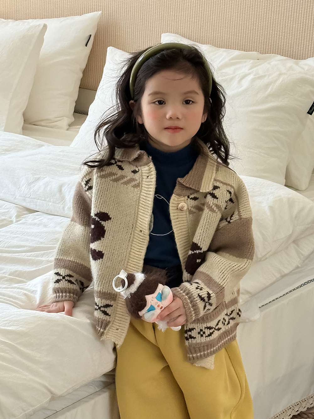 長袖ハイネックトップス | アップリケ刺繍 | 裏起毛モックネックカットソー【mh0011471】