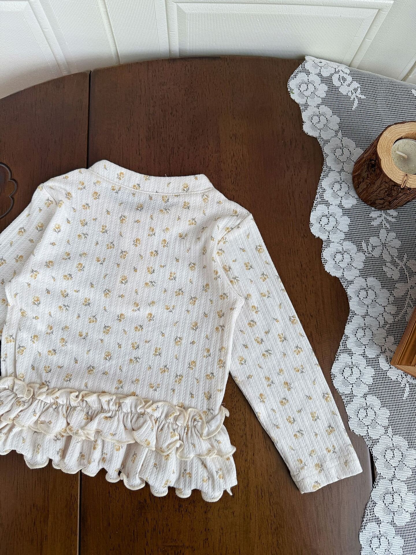 Floral Print Knitted T-Shirt 花柄 ニット Tシャツ ドールカラー【mh0012159】