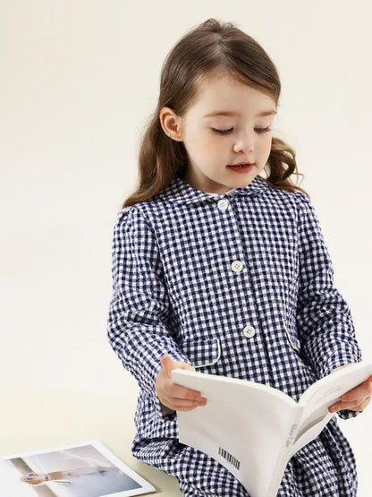 -フレンチスタイルチェックジャケット/ボックスプリーツスカート スーツ【mh0011299】 - mamahalo shop - 長袖セットアップ -  べビー服 - 子供服 - 男の子 - 女の子