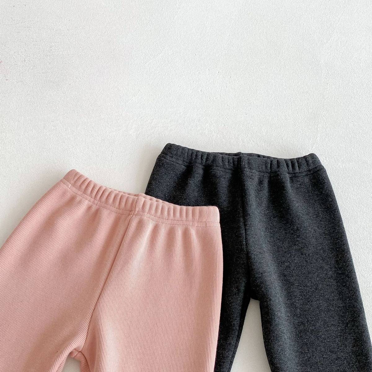 -ロングレギンスパンツ リブ生地 裏ボア あったか 裾メロウフリル スリムフィット【mh0011394】 - mamahalo shop - レギンスパンツ -  べビー服 - 子供服 - 男の子 - 女の子