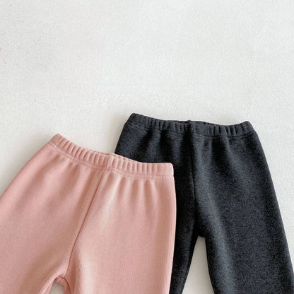 -ロングレギンスパンツ リブ生地 裏ボア あったか 裾メロウフリル スリムフィット【mh0011394】 - mamahalo shop - レギンスパンツ -  べビー服 - 子供服 - 男の子 - 女の子