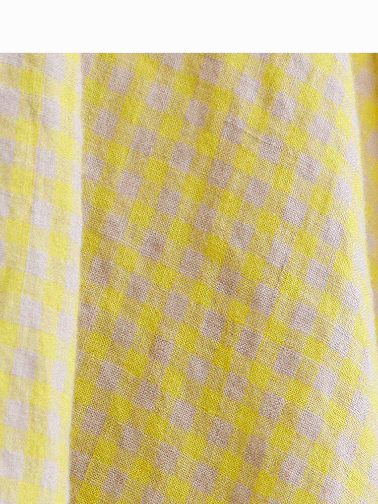 Gingham Plaid Linen Sundress チェック ノースリーブワンピース【mh0013186】
