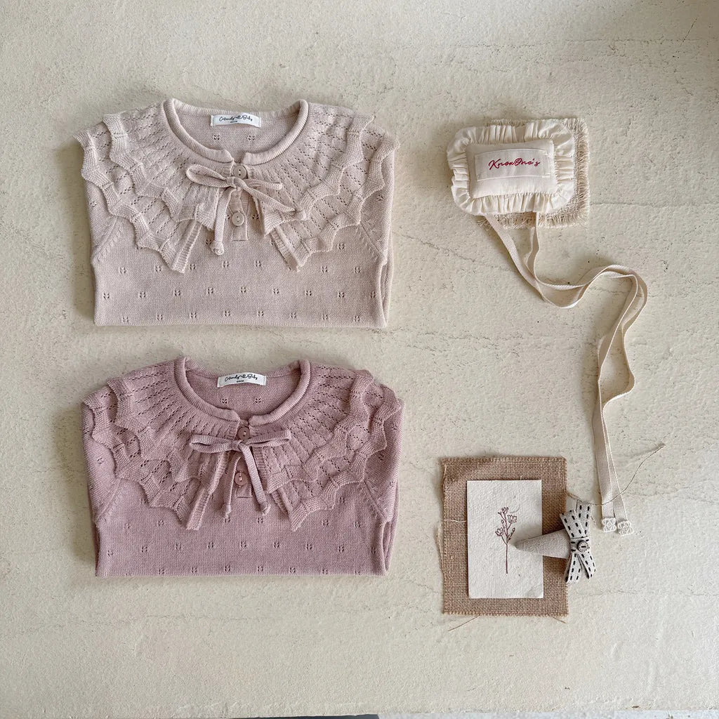 -ビッグカラーリボン付きニットロンパース【mh0011149】 - mamahalo shop - 長袖ロンパース -  べビー服 - 子供服 - 男の子 - 女の子