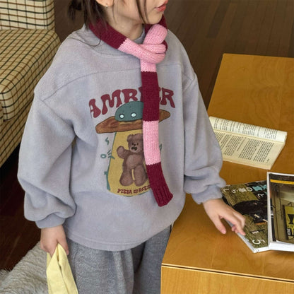 長袖フリーススウェット プリント トレーナー ゆるシルエット【mh0011435】