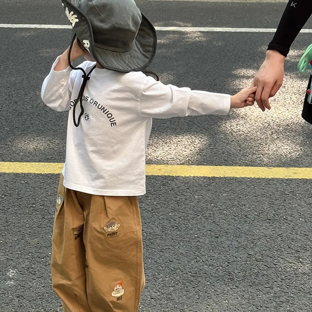 -落書き風キャラクターTシャツ ロゴ入りバックプリント長袖Tシャツ【mh0011065】 - mamahalo shop - 長袖Tシャツ -  べビー服 - 子供服 - 男の子 - 女の子