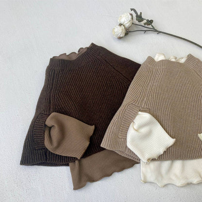 -ニットポンチョ マント リブ編み ハイネック 袖穴付き アウター【mh0011370】 - mamahalo shop - カーディガン・パーカー -  べビー服 - 子供服 - 男の子 - 女の子