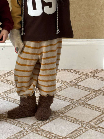 ロングボアパンツ もこもこ ボーダー スウェットパンツ【mh0011465】