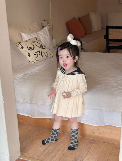 長袖ニットワンピース セーラー襟 プリーツスカート ベビー服【mh0011512】