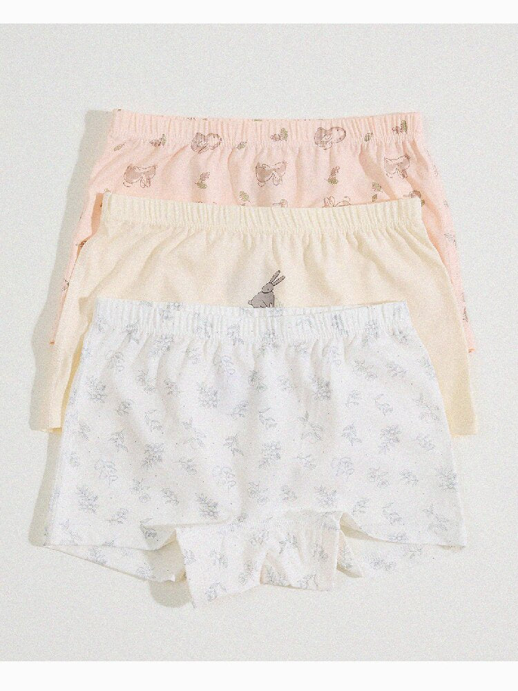 Girls' Cartoon Breathable Boxer Shorts ボタニカルプリント ボクサーパンツ【mh0013205】