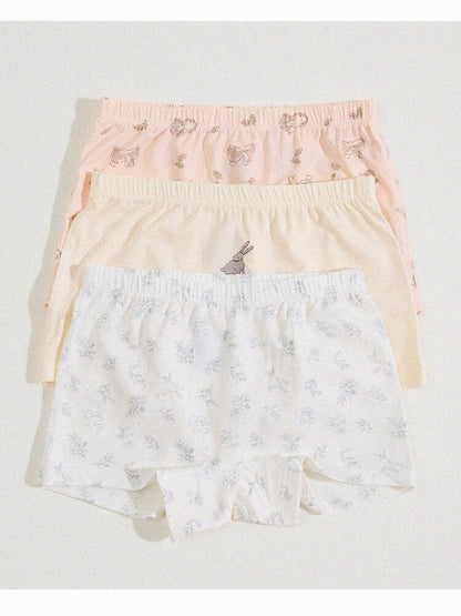 Girls' Cartoon Breathable Boxer Shorts ボタニカルプリント ボクサーパンツ【mh0013205】