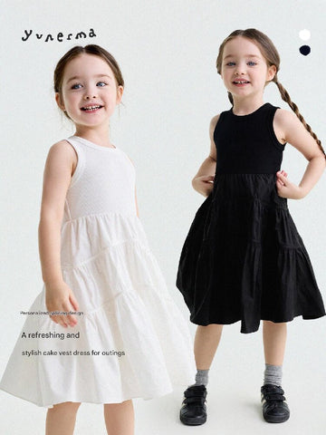 Spliced Tiered Tank Dress ノースリーブ ティアードワンピース【mh0013175】