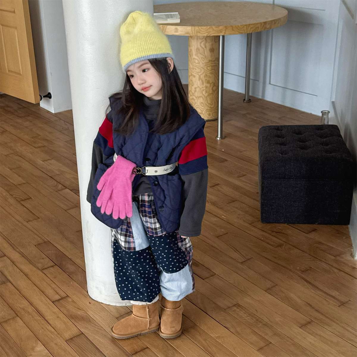 -パッチワークロングパンツ デニム調 キルティング 中綿入り【mh0011424】 - mamahalo shop - ロングパンツ・スウェットパンツ -  べビー服 - 子供服 - 男の子 - 女の子