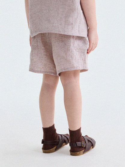 Embroidered Linen Sleeveless Shirt Shorts フルーツ刺繍 ノースリーブシャツ ショートパンツ【mh0013187】