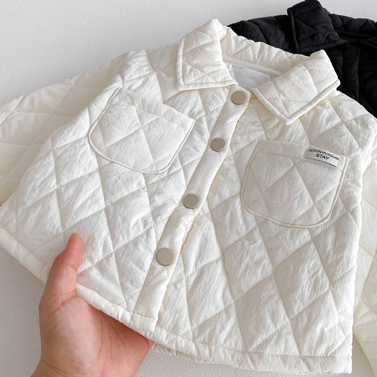 -長袖キルティングジャケット+パンツ セットアップ 2点セット 防寒 中綿ダイヤ柄【mh0011387】 - mamahalo shop - 長袖セットアップ -  べビー服 - 子供服 - 男の子 - 女の子