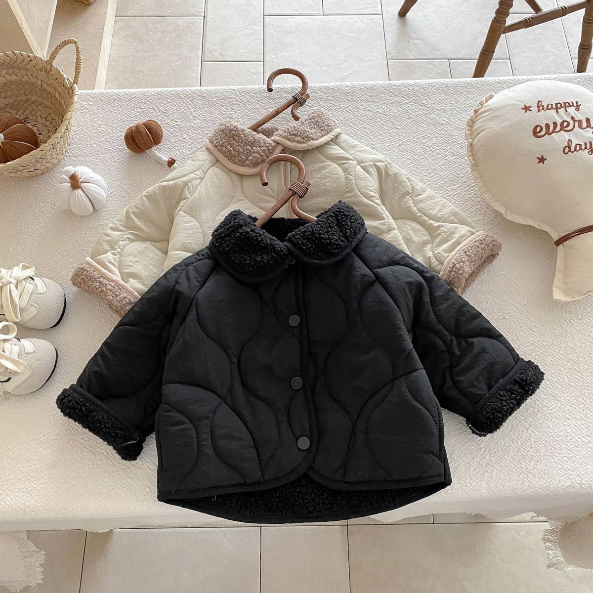 -中綿ジャケット キルティング ボア襟 あったか ボア裏地 防寒 アウター【mh0011397】 - mamahalo shop - ショートコート・ジャケット・ジャンパー -  べビー服 - 子供服 - 男の子 - 女の子