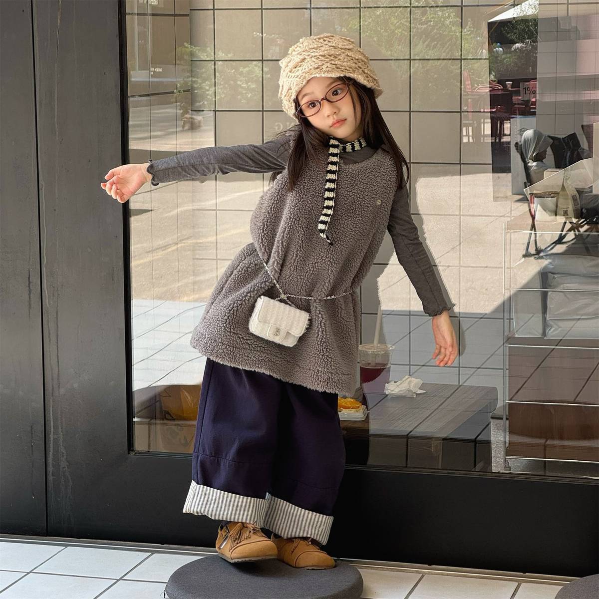 -シープボアジャンパースカート ノースリーブ ふわふわ素材 ワンピース【mh0011420】 - mamahalo shop - ノースリーブワンピース -  べビー服 - 子供服 - 男の子 - 女の子