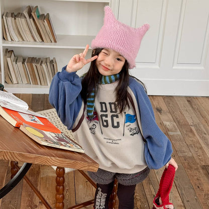 -長袖スウェットトレーナー フリース素材 ラグラン袖 プリントロゴ【mh0011412】 - mamahalo shop - トレーナー・フーディ -  べビー服 - 子供服 - 男の子 - 女の子