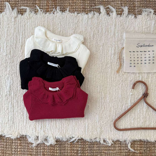 長袖フリルネックセーター ニット メロウフリル ラッフルカラー カットソー【mh0011518】