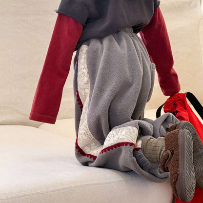 -フリーススウェットパンツ サイドレースデザイン あったか長ズボン【mh0011427】 - mamahalo shop - ロングパンツ・スウェットパンツ -  べビー服 - 子供服 - 男の子 - 女の子