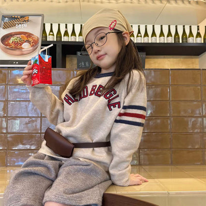 -長袖セーター ニット素材 ラグラン袖 刺繡ロゴ トップス【mh0011422】 - mamahalo shop - ニット・セーター -  べビー服 - 子供服 - 男の子 - 女の子