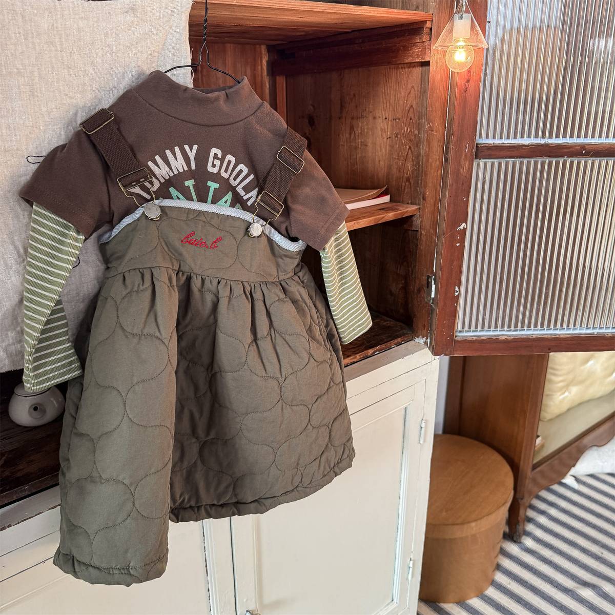 -キルティング サロペットスカート ジャンパースカート 中綿入り【mh0011419】 - mamahalo shop - ノースリーブワンピース -  べビー服 - 子供服 - 男の子 - 女の子