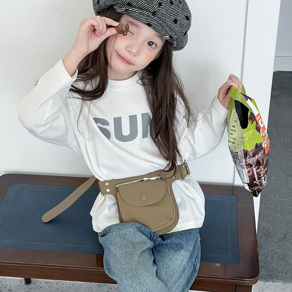 キッズ ジュニア 英字ロゴ プリント クルーネック 長袖Tシャツ【mh0014421】