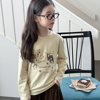 キッズ ジュニア キャットプリント 長袖Tシャツ【mh0014430】