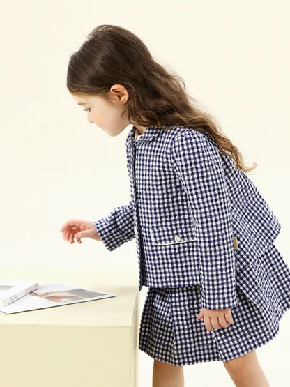 -フレンチスタイルチェックジャケット/ボックスプリーツスカート スーツ【mh0011299】 - mamahalo shop - 長袖セットアップ -  べビー服 - 子供服 - 男の子 - 女の子