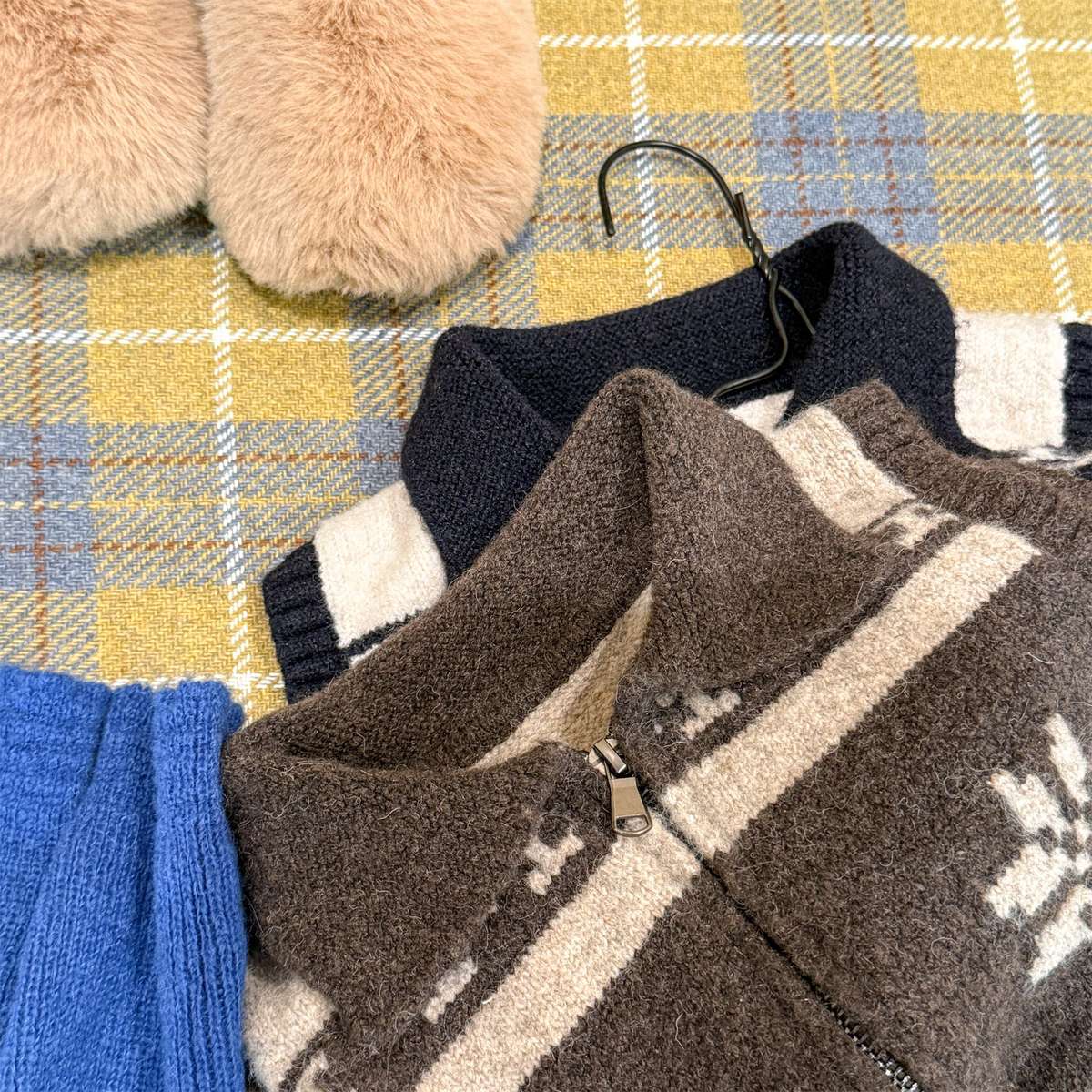 ニットベスト ジップアップ ノルディック柄 ノースリーブ トップス【mh0011429】