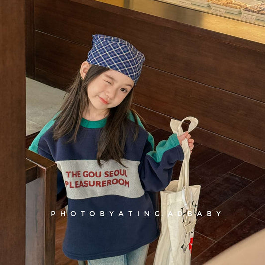 -長袖フリース ラグラン袖 プリントロゴ クルーネック トップス【mh0011426】 - mamahalo shop - 長袖Tシャツ -  べビー服 - 子供服 - 男の子 - 女の子