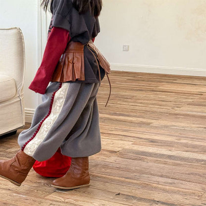 -フリーススウェットパンツ サイドレースデザイン あったか長ズボン【mh0011427】 - mamahalo shop - ロングパンツ・スウェットパンツ -  べビー服 - 子供服 - 男の子 - 女の子