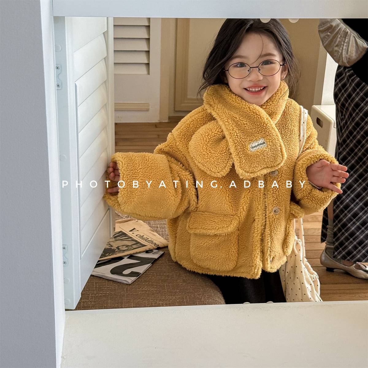 -シープボアジャケット 2点セット もこもこアウター ビッグポケット マフラーセット【mh0011408】 - mamahalo shop - ショートコート・ジャケット・ジャンパー -  べビー服 - 子供服 - 男の子 - 女の子