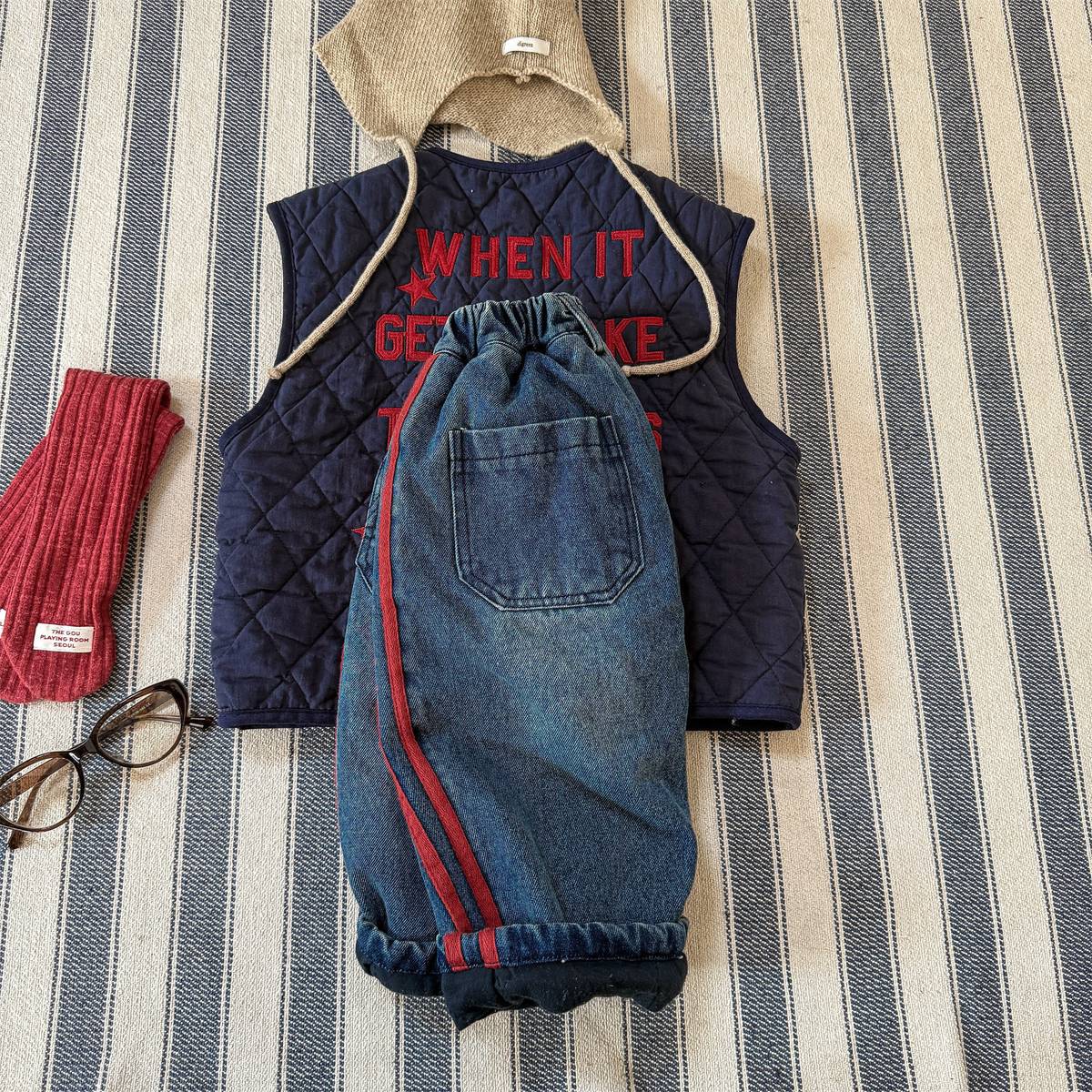 -デニムロングパンツ 裏キルティング 中綿入り ジーンズ 長ズボン【mh0011403】 - mamahalo shop - ロングパンツ・スウェットパンツ -  べビー服 - 子供服 - 男の子 - 女の子