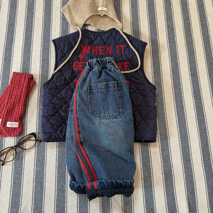 -デニムロングパンツ 裏キルティング 中綿入り ジーンズ 長ズボン【mh0011403】 - mamahalo shop - ロングパンツ・スウェットパンツ -  べビー服 - 子供服 - 男の子 - 女の子