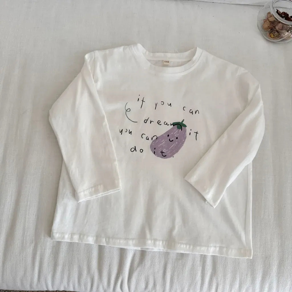 -手描き風イラスト長袖Tシャツ【mh0011229】 - mamahalo shop - 長袖Tシャツ -  べビー服 - 子供服 - 男の子 - 女の子