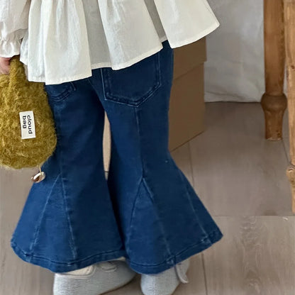 -切替デザインデニムフレアベルボトムパンツ【mh0011256】 - mamahalo shop - デニムパンツ -  べビー服 - 子供服 - 男の子 - 女の子