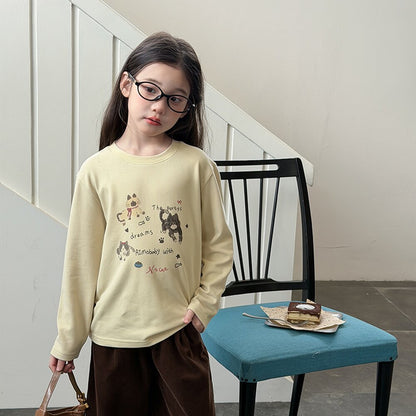 キッズ ジュニア キャットプリント 長袖Tシャツ【mh0014430】