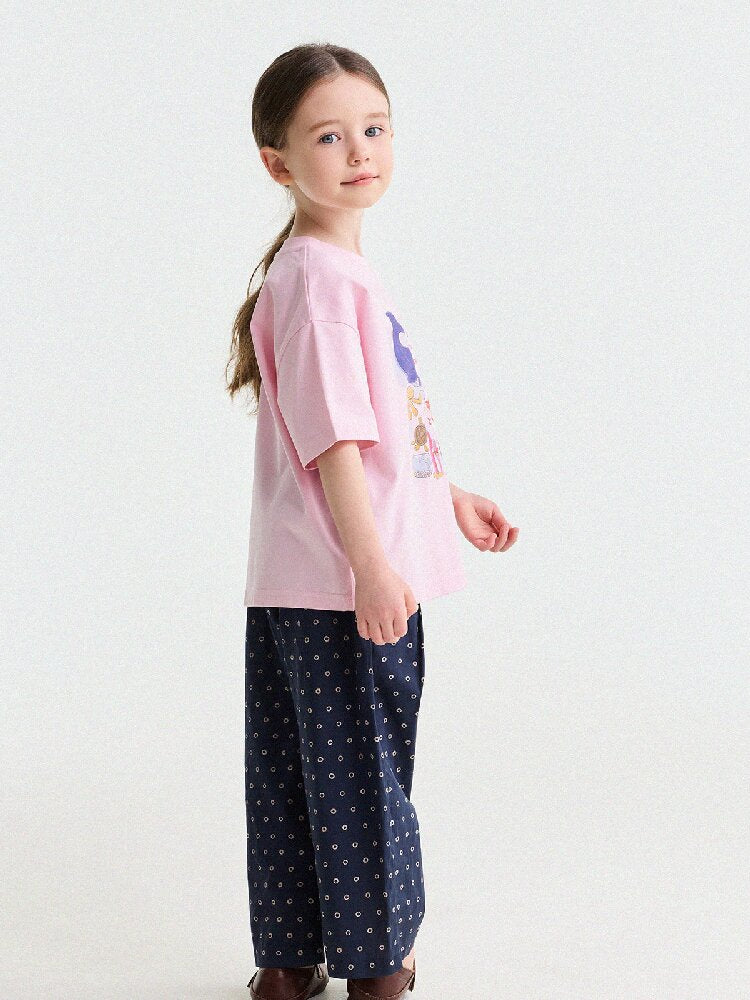 Floral Print Cotton Long Pants ドット柄 ロングパンツ【mh0013169】