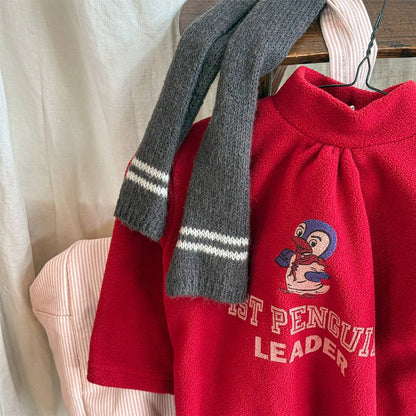 -長袖Tシャツ フリース素材 ハイネック ペンギン刺繍 プルオーバー【mh0011407】 - mamahalo shop - 長袖Tシャツ -  べビー服 - 子供服 - 男の子 - 女の子