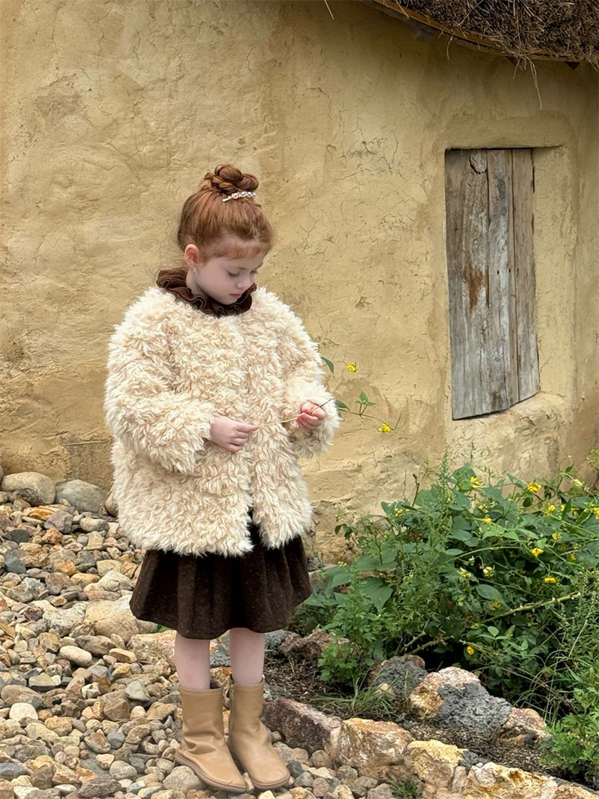 -ショート丈ボアジャケット プードルファー風 モコモコアウター ふわふわ【mh0011438】 - mamahalo shop - ショートコート・ジャケット・ジャンパー -  べビー服 - 子供服 - 男の子 - 女の子