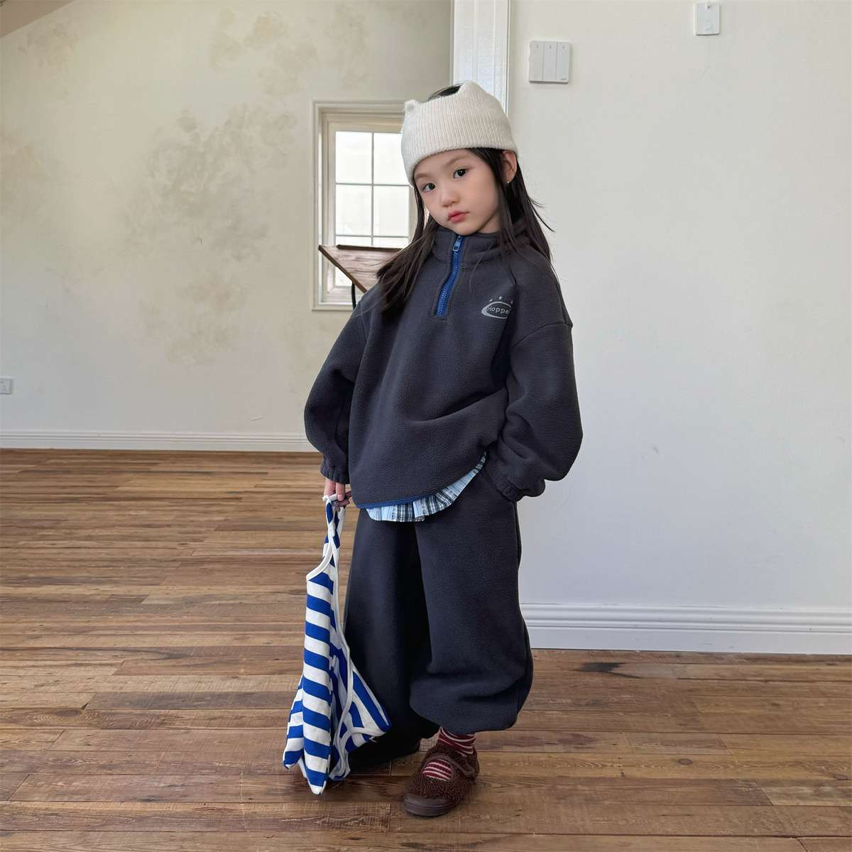 長袖フリースジャケット+ロングパンツ 2点セット もこもこセットアップ【mh0011434】