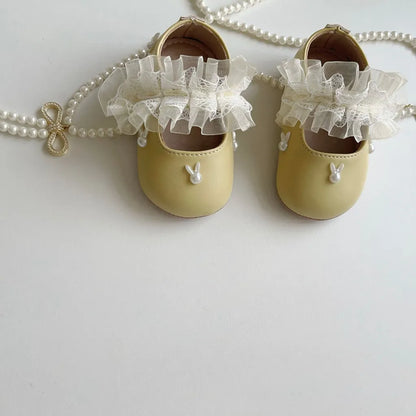 -うさぎ刺繍ストラップシューズ ハートモチーフ付きベビーシューズ【mh0011071】 - mamahalo shop - ベビー用靴 -  べビー服 - 子供服 - 男の子 - 女の子