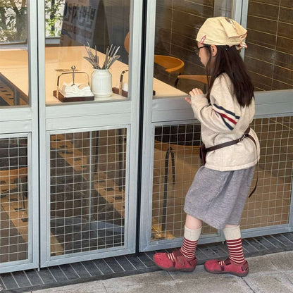 -長袖セーター ニット素材 ラグラン袖 刺繡ロゴ トップス【mh0011422】 - mamahalo shop - ニット・セーター -  べビー服 - 子供服 - 男の子 - 女の子