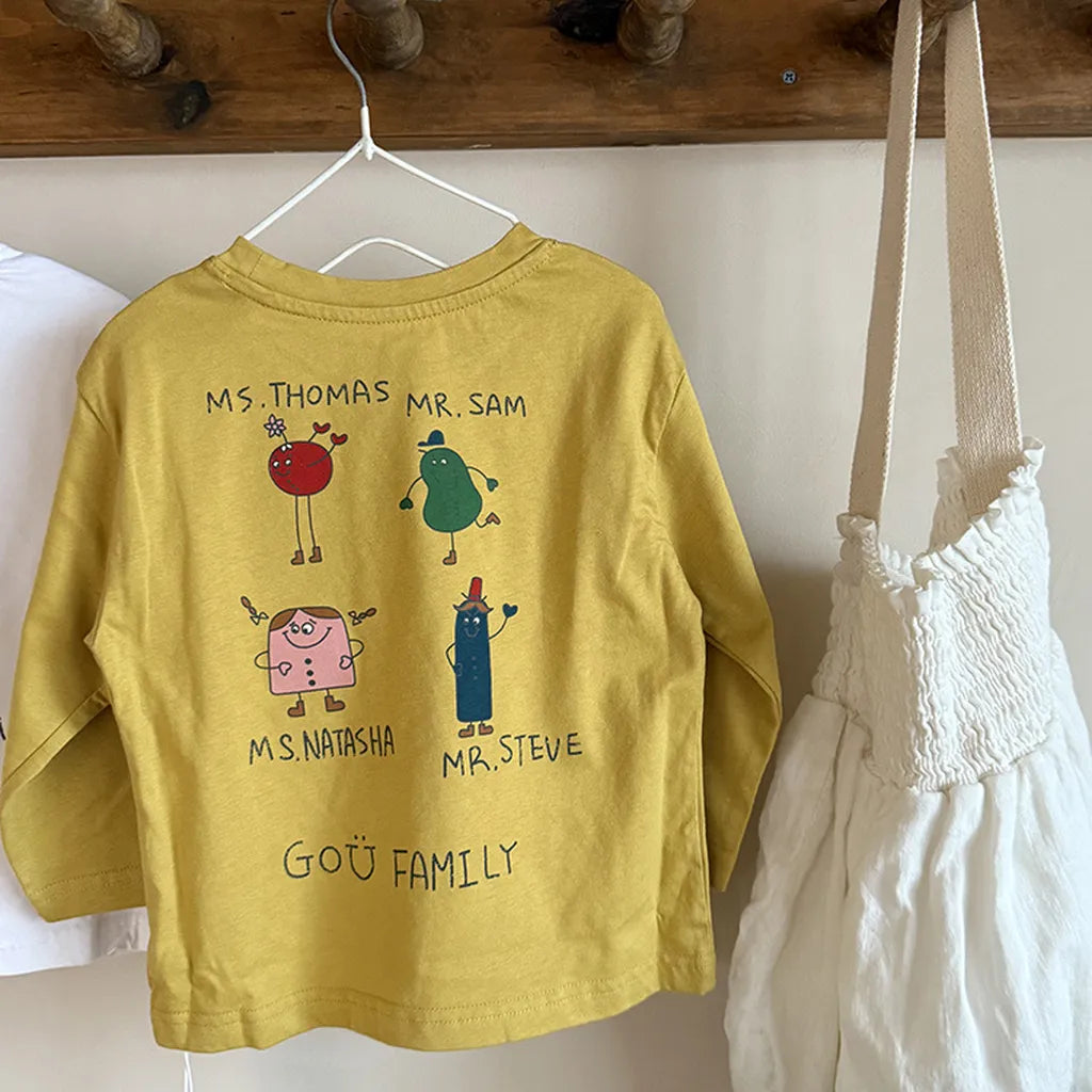 -落書き風キャラクターTシャツ ロゴ入りバックプリント長袖Tシャツ【mh0011065】 - mamahalo shop - 長袖Tシャツ -  べビー服 - 子供服 - 男の子 - 女の子