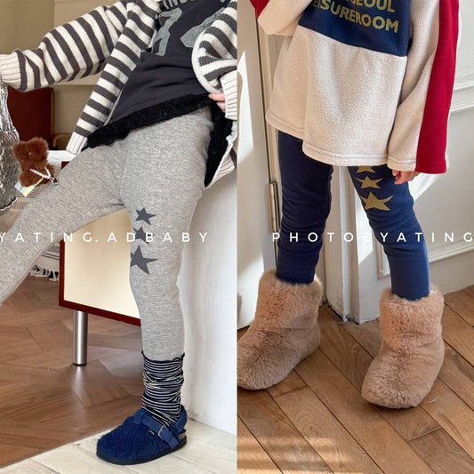 -裏起毛レギンス 星スタープリント 無地 暖かスパッツ ロングパンツ【mh0011406】 - mamahalo shop - レギンスパンツ -  べビー服 - 子供服 - 男の子 - 女の子