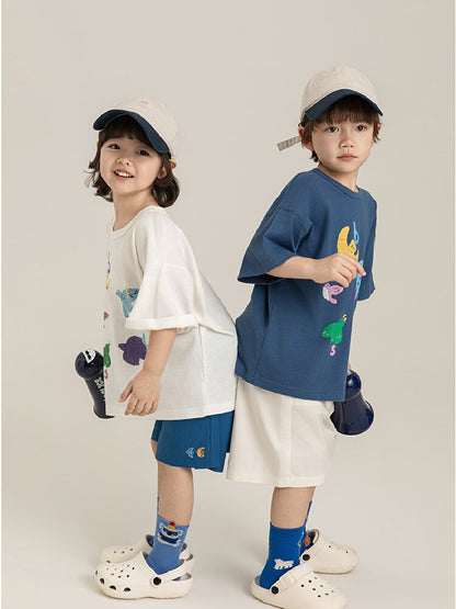 Bird Print Cotton Tee & Wide Shorts 小鳥プリント 半袖Tシャツ ショートパンツ【mh0012729】
